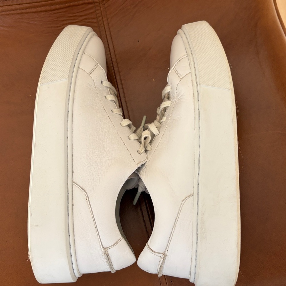 Clarks White Leather Platform-Style Sneakers - Picture 8 of 9